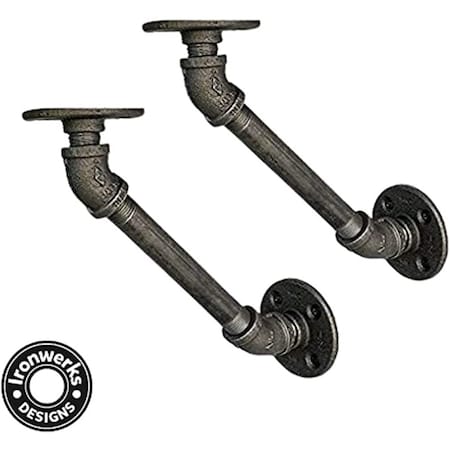 Ironwerks Designs Black Malleable Iron Decorative Shelf Bracket (Hardware Only), 2PK XV-P4U8-9AIB